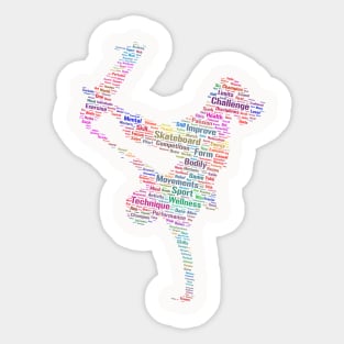 Skateboard Fun Silhouette Shape Text Word Cloud Sticker